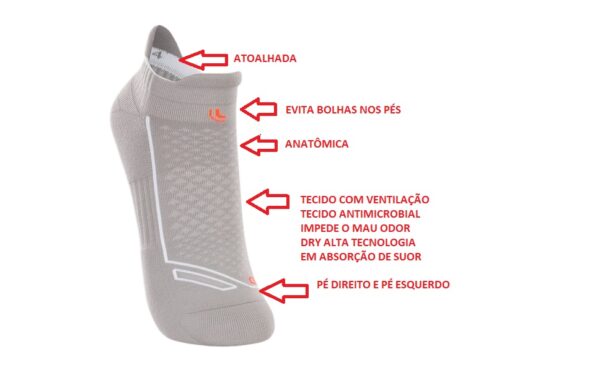 Meia Lupo Dry Soquete Curto Anti Bolhas Corrida Poliamida